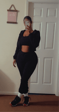 Load image into Gallery viewer, FLEECE 3 PC ZIP UP SWEATSUIT : Black - Real Black N Beyond