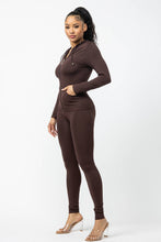 Load image into Gallery viewer, Seamless Zip Up Hoodie Jacket And Leggings Set: BLACK
