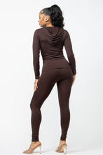 Load image into Gallery viewer, Seamless Zip Up Hoodie Jacket And Leggings Set: BLACK
