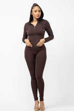 Load image into Gallery viewer, Seamless Zip Up Hoodie Jacket And Leggings Set: BLACK
