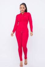 Load image into Gallery viewer, Seamless Zip Up Hoodie Jacket And Leggings Set: Hot Pink
