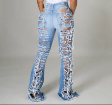 Load image into Gallery viewer, Fabulous Flare Ripped Jeans - Real Black N Beyond
