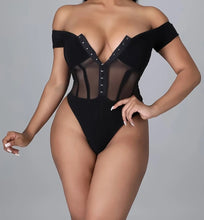 Load image into Gallery viewer, Off The Shoulder Corset Bodysuit - Real Black N Beyond
