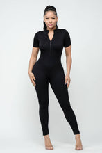 Load image into Gallery viewer, Seamless Front Zipper Mock Neck Jumpsuit - Real Black N Beyond
