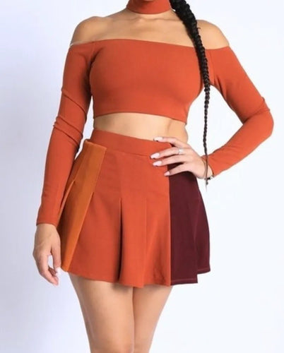 Set It Off Orange Skirt Set - Real Black N Beyond