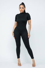 Load image into Gallery viewer, Seamless Solid Back Zipper Short Sleeve Jumpsuit
