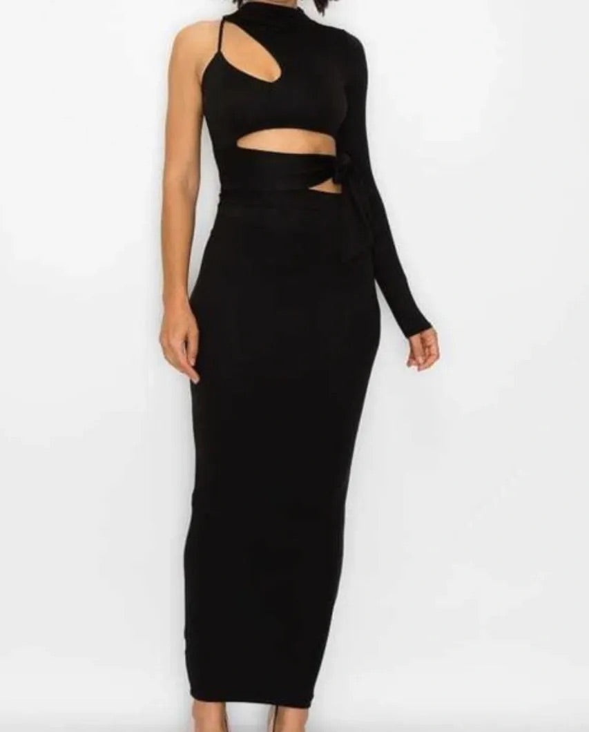 She’s So Serious Black Maxi Dress